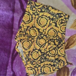 Versace High Waist Black and Gold Women's Shorts